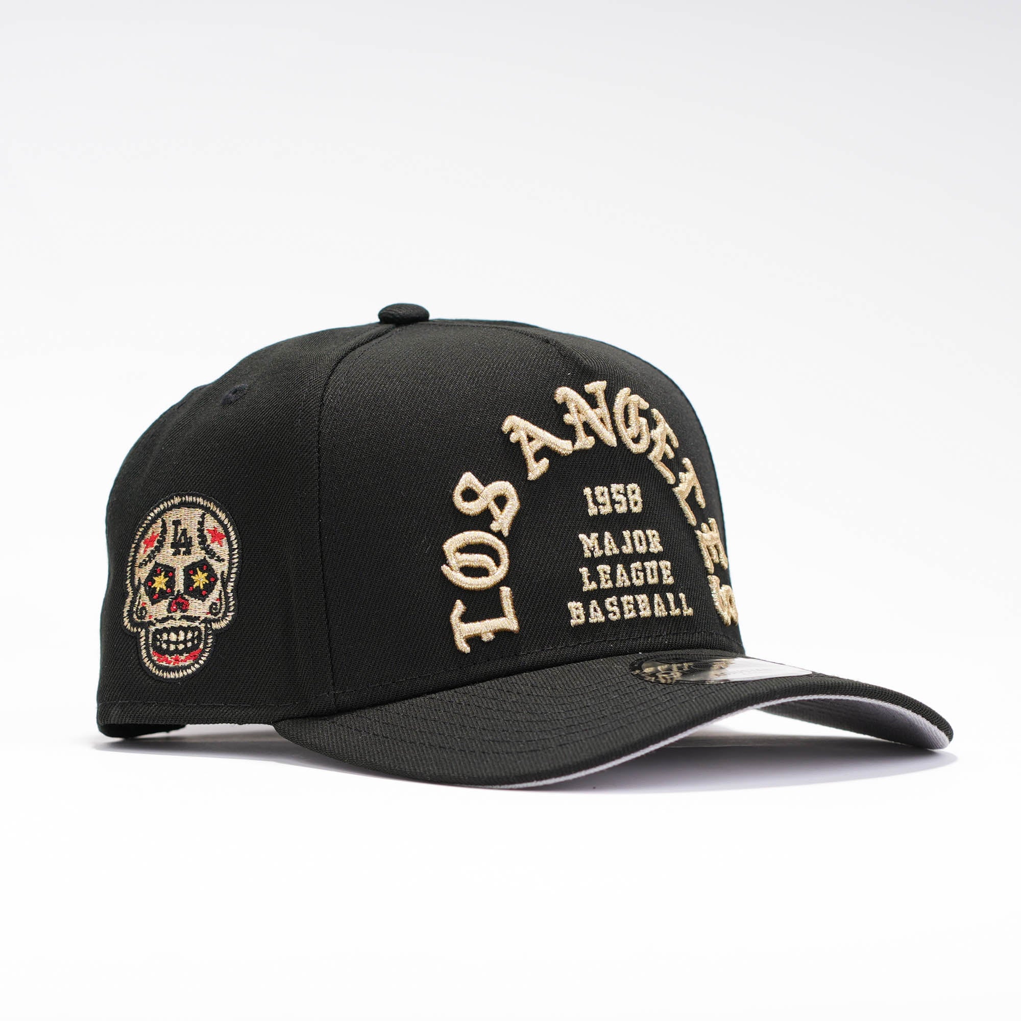 LA Dodgers Black Gold Skull Negro y oro